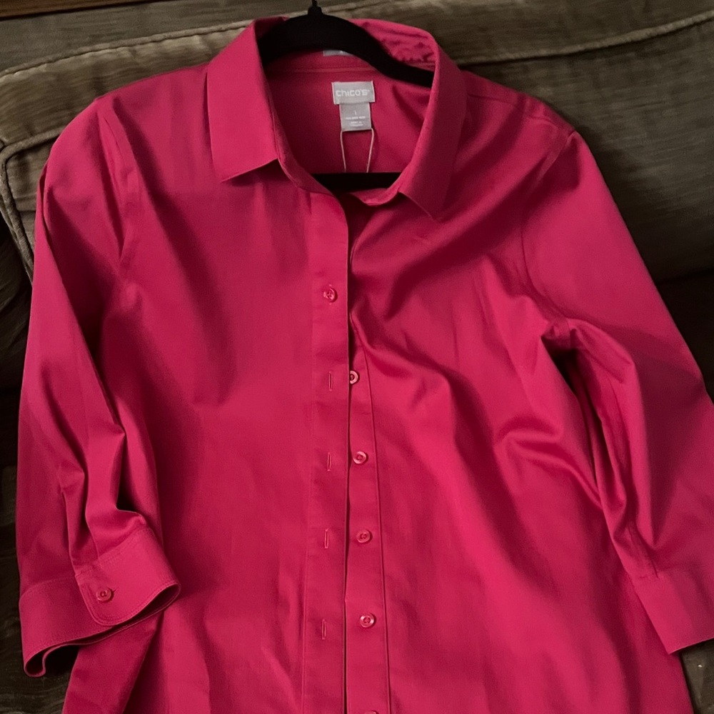 Chico's Fuchsia Button-Down Blouse